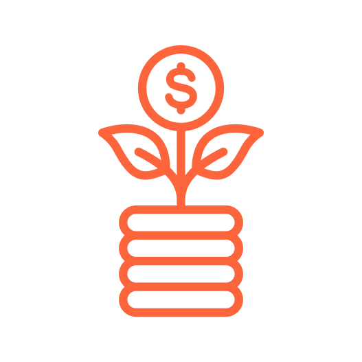 Ikon av plante med dollartegn som symboliserer sparing og økonomisk vekst